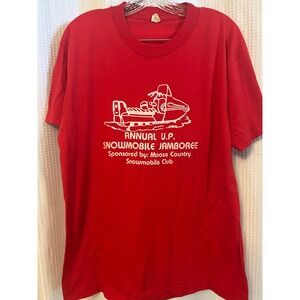 VTG 80s Snowmobile Jamboree red T-Shirt Size XL Winter Sports Kitsch Fun